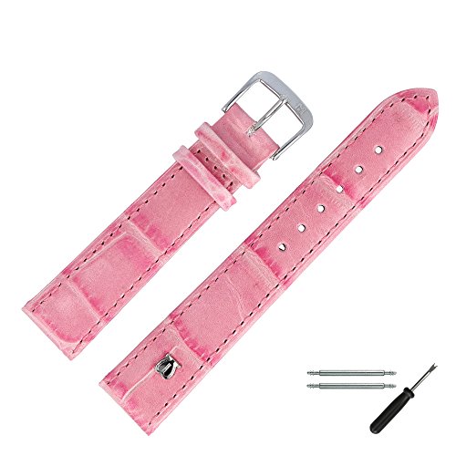 MARBURGER Uhrenarmband 18mm Leder Rose Alligator Prägung Mit Naht - Werkzeug Montage Set 5281843000120 von MARBURGER