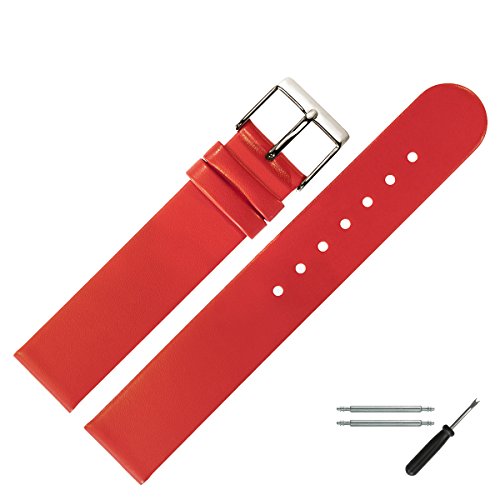 MARBURGER Uhrenarmband 18mm Leder Rot - Werkzeug Montage Set 7611842100120 von MARBURGER