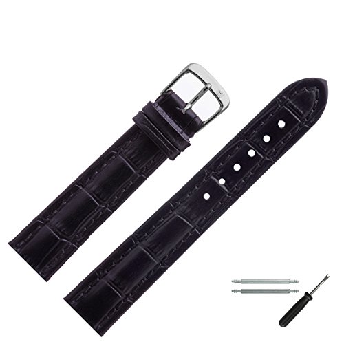 MARBURGER Uhrenarmband 18mm Leder Schwarz Alligator - Werkzeug Montage Set 5511810000120 von MARBURGER