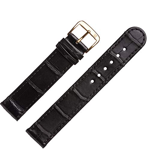 MARBURGER Uhrenarmband 18mm Leder Schwarz Alligator - Werkzeug Montage Set 8411810000220 von MARBURGER