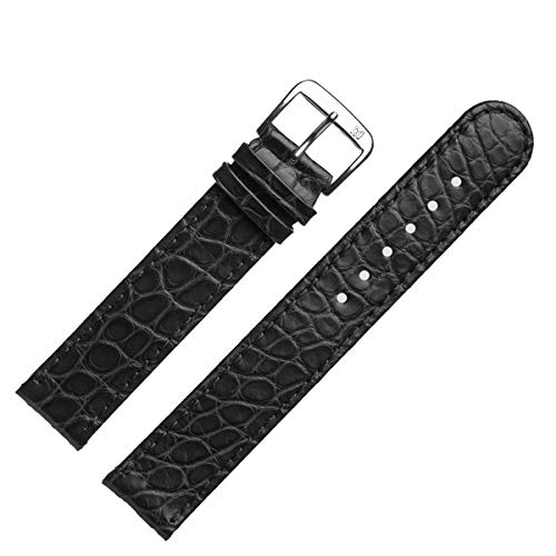 MARBURGER Uhrenarmband 18mm Leder Schwarz Alligator - Werkzeug Montage Set 8421810000120 von MARBURGER