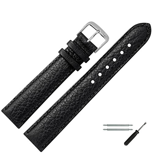 MARBURGER Uhrenarmband 18mm Leder Schwarz Büffel - Werkzeug Montage Set 7601810000120 von MARBURGER