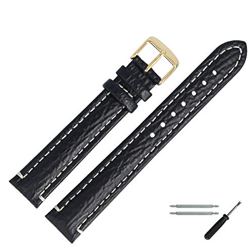 MARBURGER Uhrenarmband 18mm Leder Schwarz Hai XL - Werkzeug Montage Set 6821810000220 von MARBURGER