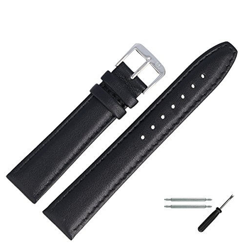 MARBURGER Uhrenarmband 18mm Leder Schwarz - Werkzeug Montage Set 5191810000120 von MARBURGER