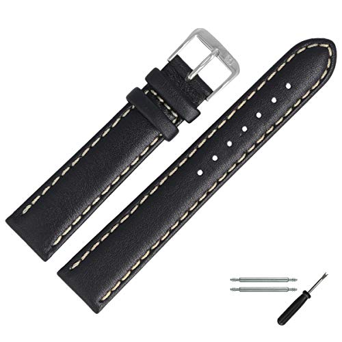 MARBURGER Uhrenarmband 18mm Leder Schwarz - Werkzeug Montage Set 8061810000120 von MARBURGER