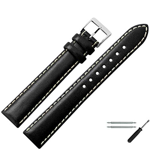 MARBURGER Uhrenarmband 18mm Leder Schwarz XL - Werkzeug Montage Set 8021810000120 von MARBURGER