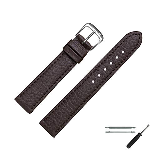 MARBURGER Uhrenarmband 18mm Leder Vegan Braun - Werkzeug Montage Set 5201831000120 von MARBURGER