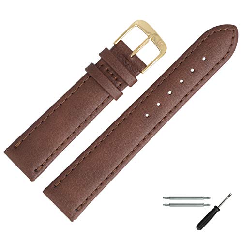 MARBURGER Uhrenarmband 18mm Leder Vegan Braun - Werkzeug Montage Set 5301830000220 von MARBURGER