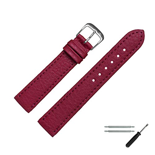 MARBURGER Uhrenarmband 18mm Leder Vegan Rot - Werkzeug Montage Set 5201841000120 von MARBURGER