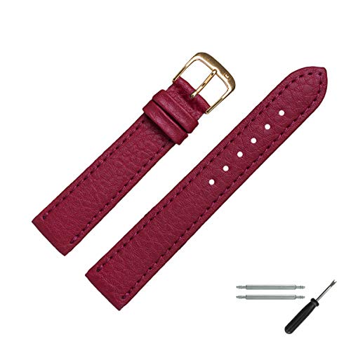 MARBURGER Uhrenarmband 18mm Leder Vegan Rot - Werkzeug Montage Set 5201841000220 von MARBURGER