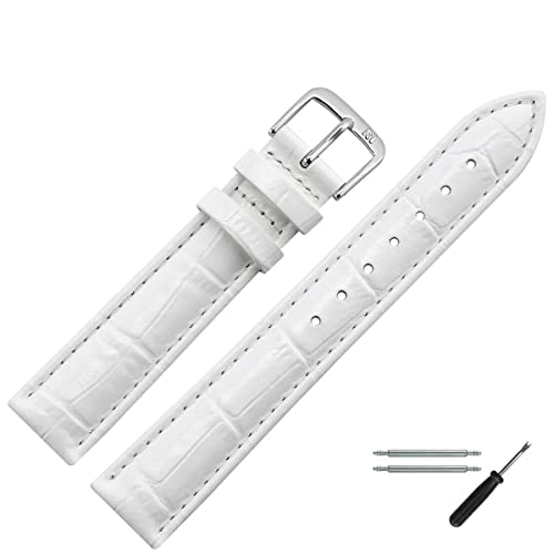 MARBURGER Uhrenarmband 18mm Leder Weiss Alligator - Werkzeug Montage Set 1431820000120 von MARBURGER