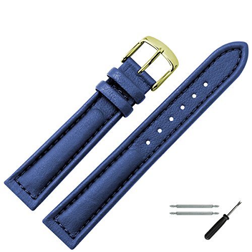 MARBURGER Uhrenarmband 18mm Lorica Blau - Inkl. Zubehör - Schließe Gold - 6251850000220 von MARBURGER