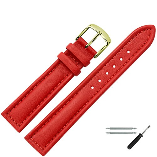 MARBURGER Uhrenarmband 18mm Lorica Rot - Inkl. Zubehör - Schließe Gold - 6251840000220 von MARBURGER