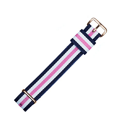 MARBURGER Uhrenarmband 18mm Textil Rose Weiss Blau - Werkzeug Montage Set 9511843000220 von MARBURGER