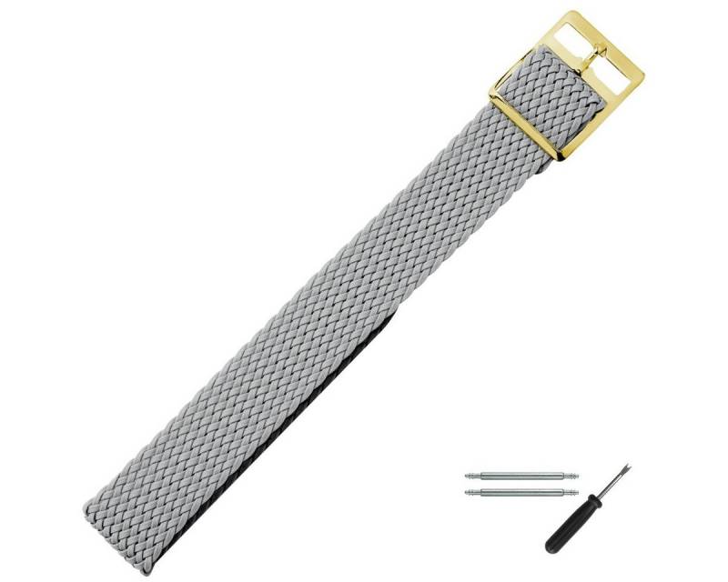 MARBURGER Uhrenarmband 18mm Textil Stoff Perlongeflecht Grau von MARBURGER