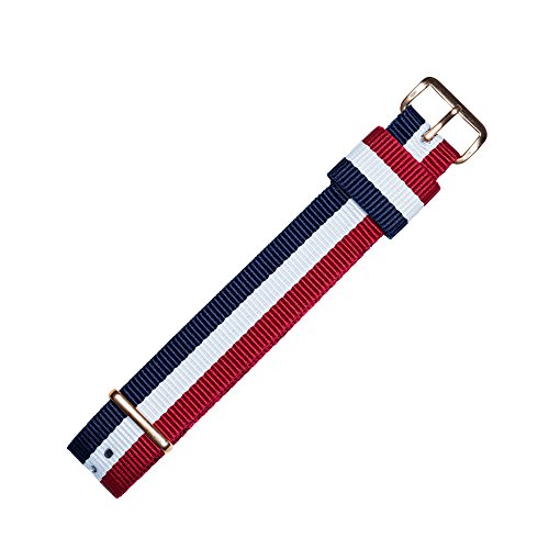 MARBURGER Uhrenarmband 18mm Textil Weiss Rot Blau - Werkzeug Montage Set 9511820000220 von MARBURGER