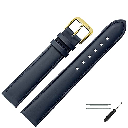 MARBURGER Uhrenarmband 19mm Leder Blau - Werkzeug Montage Set 8071951000220 von MARBURGER