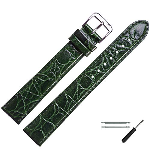 MARBURGER Uhrenarmband 20mm Leder Grün Kroko XL - Werkzeug Montage Set 6812060000120 von MARBURGER