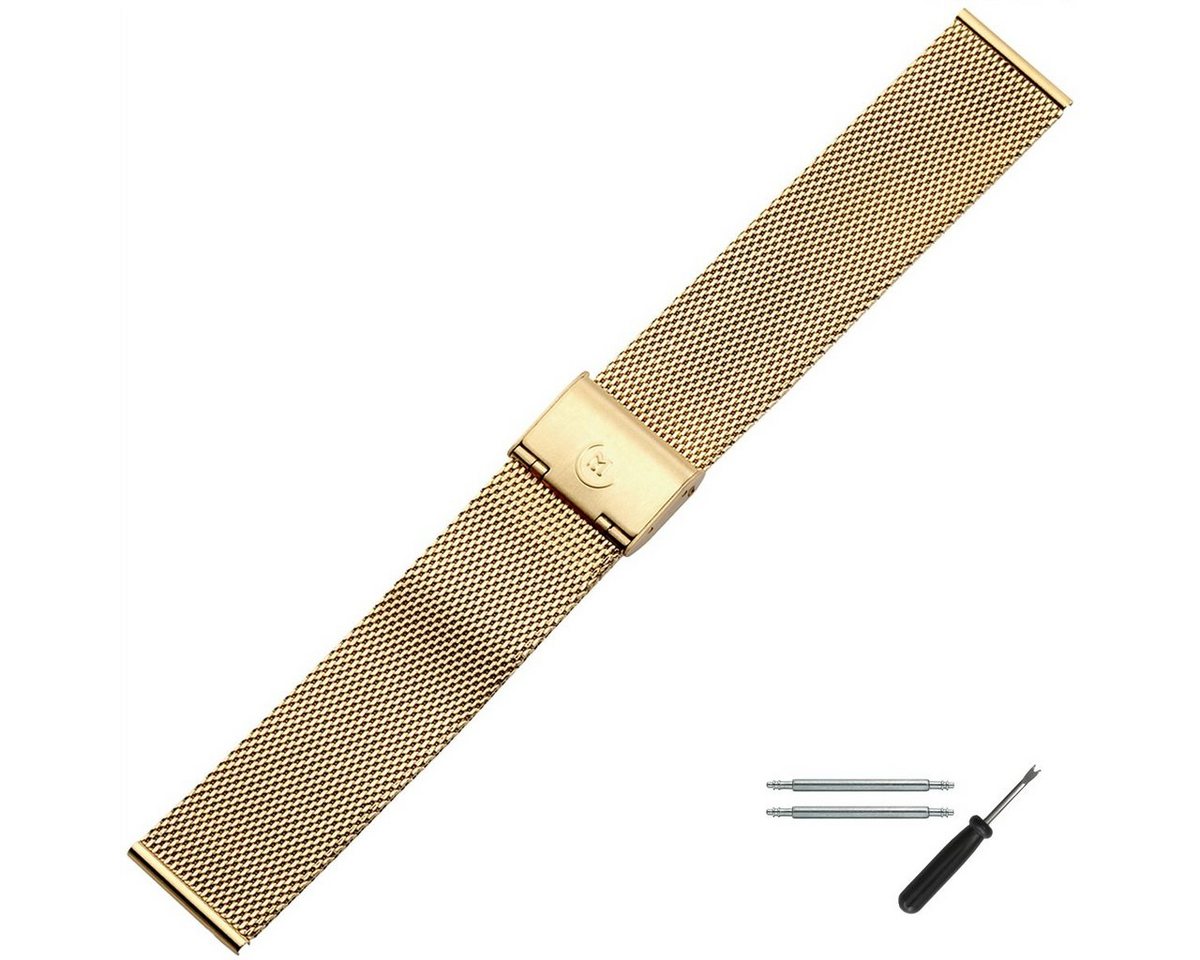 MARBURGER Uhrenarmband 20mm Edelstahl Gold Milanaise von MARBURGER