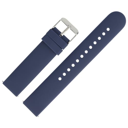 MARBURGER Uhrenarmband 20mm Kunststoff Blau XL Smartwatch Fitness Silikonband Sport Armband - Easy Fix Automatik-Federsteg Quickrelease Schnellverschluss 9682051000120 von MARBURGER