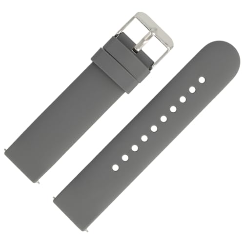 MARBURGER Uhrenarmband 20mm Kunststoff Grau S Smartwatch Fitness Silikonband Sport Armband - Easy Fix Automatik-Federsteg Quickrelease Schnellverschluss 9662016000120 von MARBURGER