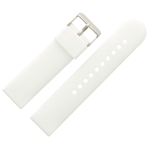 MARBURGER Uhrenarmband 20mm Kunststoff Weiss S Smartwatch Fitness Silikonband Sport Armband - Easy Fix Automatik-Federsteg Quickrelease Schnellverschluss 9662020000120 von MARBURGER