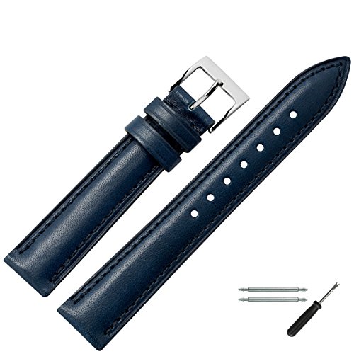 MARBURGER Uhrenarmband 20mm Leder Blau - Werkzeug Montage Set 5242051000120 von MARBURGER