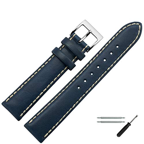 MARBURGER Uhrenarmband 20mm Leder Blau - Werkzeug Montage Set 8062051000120 von MARBURGER