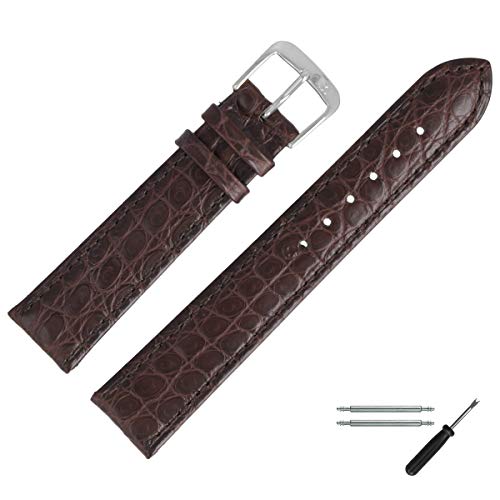 MARBURGER Uhrenarmband 20mm Leder Braun Alligator Louisiana - Werkzeug Montage Set 8432031000120 von MARBURGER