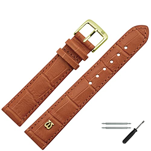 MARBURGER Uhrenarmband 20mm Leder Braun Gold - Montage Set 5282035000220 von MARBURGER