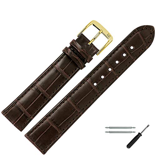 MARBURGER Uhrenarmband 20mm Leder Braun Alligator - Werkzeug Montage Set 8242031000220 von MARBURGER