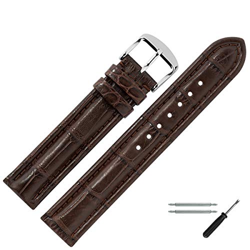 MARBURGER Uhrenarmband 20mm Leder Braun Alligator - Werkzeug Montage Set 8322031000120 von MARBURGER