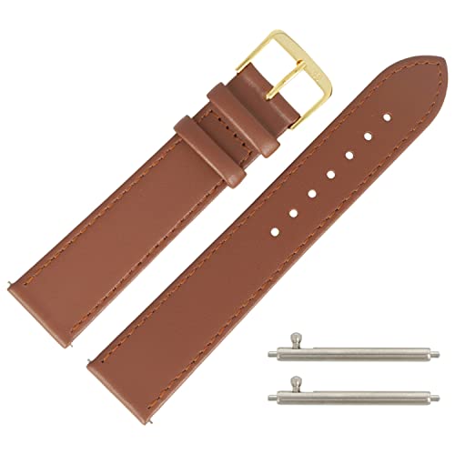 MARBURGER Uhrenarmband 20mm Leder Braun Glatt - Schnellverschluss Easy Fix Wechsel System 7592034000221 von MARBURGER