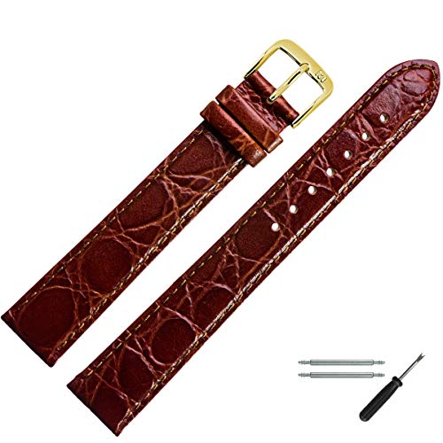 MARBURGER Uhrenarmband 20mm Leder Braun Kroko XL - Werkzeug Montage Set 6812032000220 von MARBURGER