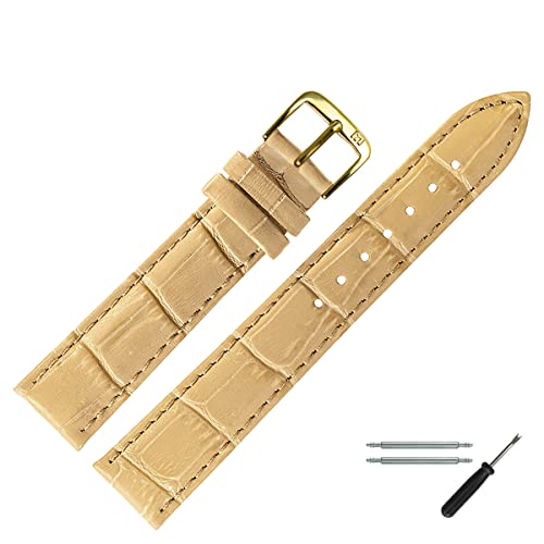 MARBURGER Uhrenarmband 20mm Leder Beige Gold Alligator Prägung Mit Naht - Montage Set 1432023000220 MARBURGER Uhrenarmband 20mm Leder Beige Gold Alligator Prägung Mit Naht - Montage Set 1432023000220 von MARBURGER