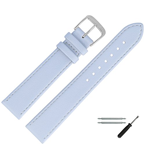 MARBURGER Uhrenarmband 20mm Leder Grau Glatt Mit Naht - Werkzeug Montage Set 7592014000120 von MARBURGER