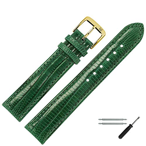 MARBURGER Uhrenarmband 20mm Leder Grün Eidechse (Teju) - Werkzeug Montage Set 8272061000220 von MARBURGER