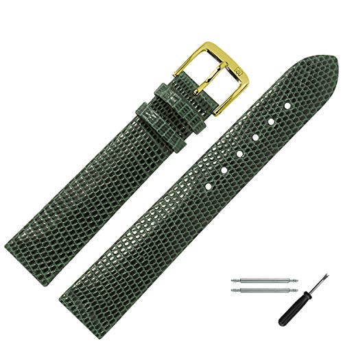 MARBURGER Uhrenarmband 20mm Leder Grün Eidechse - Werkzeug Montage Set 8332060000220 von MARBURGER