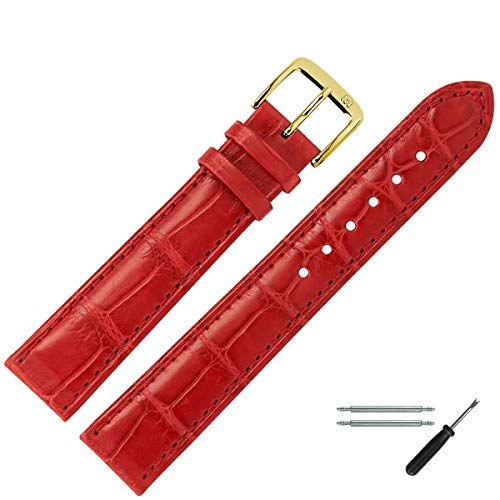 MARBURGER Uhrenarmband 20mm Leder Rot Alligator - Werkzeug Montage Set 8242040000220 von MARBURGER