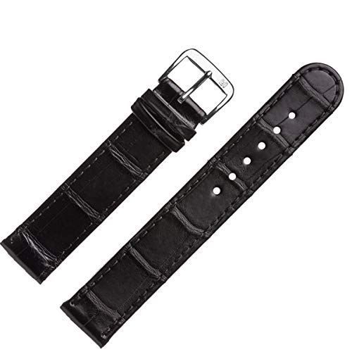 MARBURGER Uhrenarmband 20mm Leder Schwarz Alligator - Werkzeug Montage Set 8412010000120 von MARBURGER