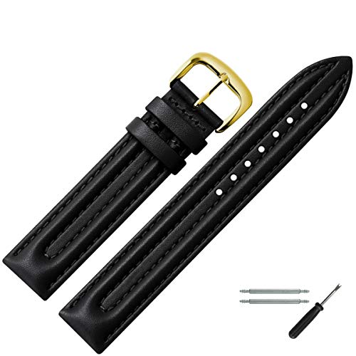 MARBURGER Uhrenarmband 20mm Leder Schwarz Gold Glatt Mit Naht - Montage Set 2502010000220 MARBURGER Uhrenarmband 20mm Leder Schwarz Gold Glatt Mit Naht - Montage Set 2502010000220 von MARBURGER