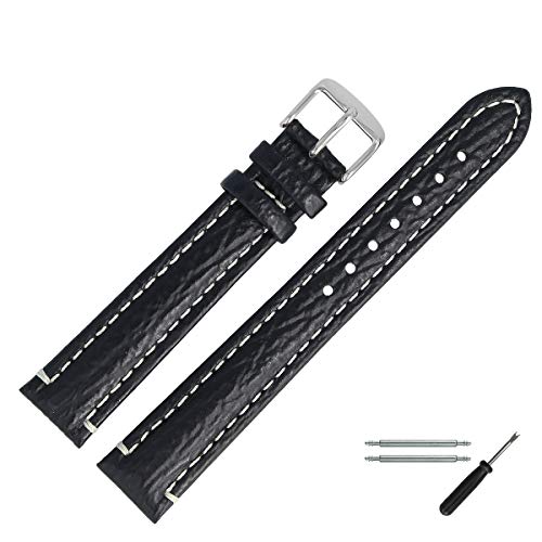 MARBURGER Uhrenarmband 20mm Leder Schwarz Hai XL - Werkzeug Montage Set 6822010000120 von MARBURGER