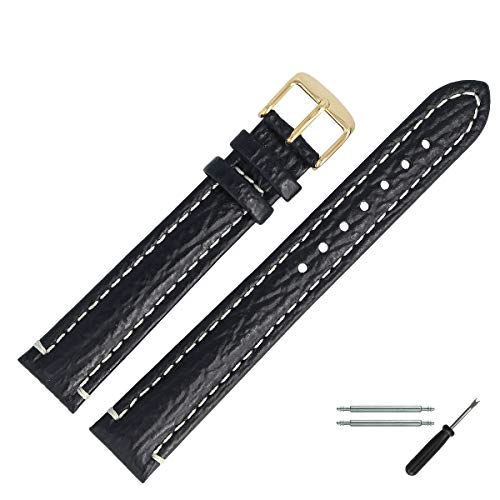 MARBURGER Uhrenarmband 20mm Leder Schwarz Gold XL Hai Prägung Mit Naht - Montage Set 6822010000220 MARBURGER Uhrenarmband 20mm Leder Schwarz Gold XL Hai Prägung Mit Naht - Montage Set 6822010000220 von MARBURGER