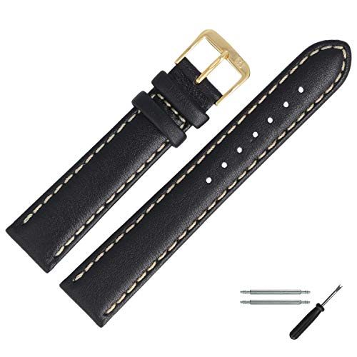 MARBURGER Uhrenarmband 20mm Leder Schwarz - Werkzeug Montage Set 8062010000220 von MARBURGER