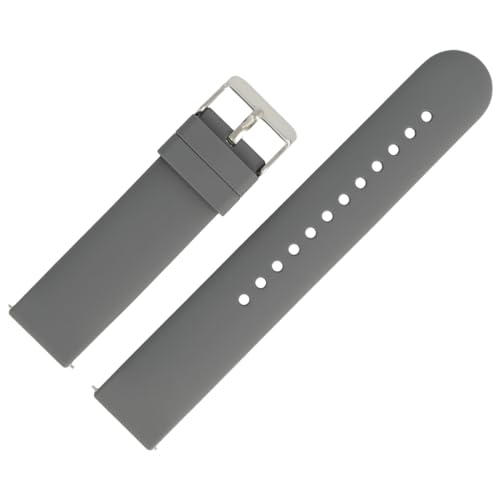 MARBURGER Uhrenarmband 22mm Kunststoff Grau XL Smartwatch Fitness Silikonband Sport Armband - Easy Fix Automatik-Federsteg Quickrelease Schnellverschluss 9682216000120 von MARBURGER