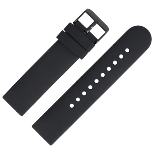 MARBURGER Uhrenarmband 22mm Kunststoff Schwarz S Smartwatch Fitness Silikonband Sport Armband - Easy Fix Automatik-Federsteg Quickrelease Schnellverschluss 9662210000520 von MARBURGER