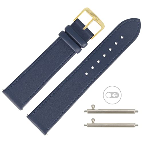 MARBURGER Uhrenarmband 22mm Leder Blau Glatt - Schnellverschluss Easy Fix Wechsel System 7592251000221 von MARBURGER