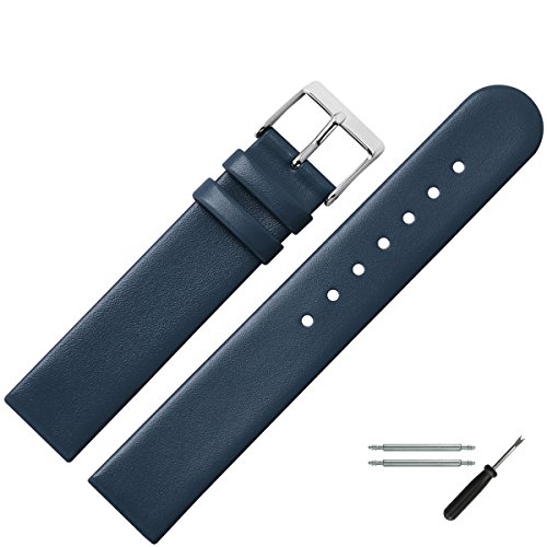 MARBURGER Uhrenarmband 22mm Leder Blau - Werkzeug Montage Set 7612250000120 von MARBURGER