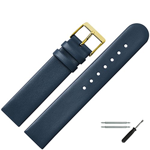 MARBURGER Uhrenarmband 22mm Leder Blau - Werkzeug Montage Set 7612250000220 von MARBURGER