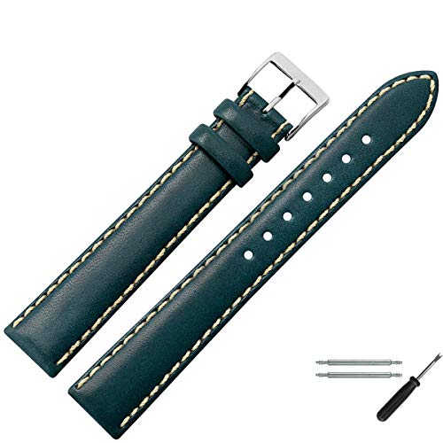 MARBURGER Uhrenarmband 22mm Leder Blau XL - Werkzeug Montage Set 8022251000120 von MARBURGER